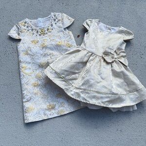 2 Disney Gold and Cream Floral Kids Dress Size 2 & Size 5/6